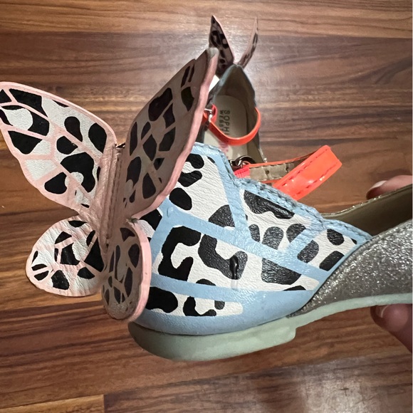 Sophia Webster Mini Chiara Mary Jane Butterfly Flats Leopard Glitter Kids 9 25 - Picture 15 of 15